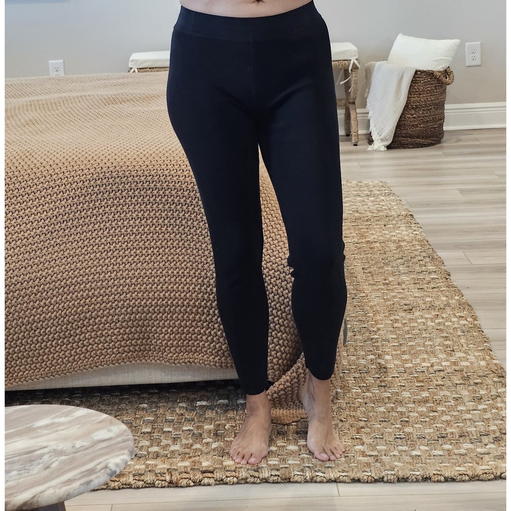 Cable & Gauge Black Knit Ankle Leggings M Elastic Waist Stretch Women's